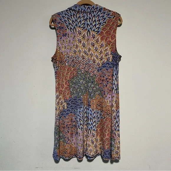 MSK Women’s XL Multicolor Paisley Button Front Sleeveless Shirt Dress - Picture 7 of 9